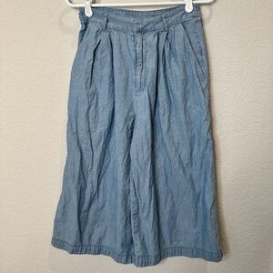 Lovers & Friends Chambray Denim Wide Leg Cropped Trouser Pants - Size M - EUC